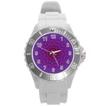 Geometric Pattern-line Art Round Plastic Sport Watch (L) Front