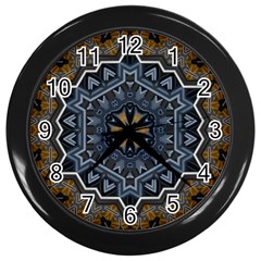 Rosette Mandala Ornament Wallpaper Wall Clock (Black)