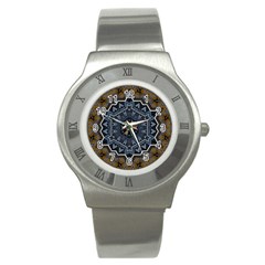 Rosette Mandala Ornament Wallpaper Stainless Steel Watch