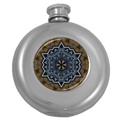 Rosette Mandala Ornament Wallpaper Round Hip Flask (5 oz)