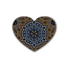 Rosette Mandala Ornament Wallpaper Rubber Heart Coaster (4 pack)