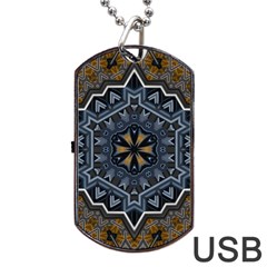 Rosette Mandala Ornament Wallpaper Dog Tag USB Flash (Two Sides)