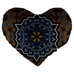 Rosette Mandala Ornament Wallpaper Large 19  Premium Heart Shape Cushions