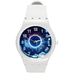 Artificial Intelligence Ai Round Plastic Sport Watch (m) by Ravend