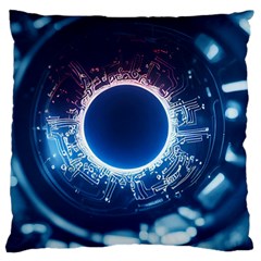 Artificial Intelligence Ai Large Premium Plush Fleece Cushion Case (one Side) by Ravend