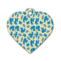 Rose Floral Seamless Pattern Dog Tag Heart (two Sides) by Ravend