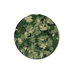 Green Leaves Camouflage Rubber Coaster (round) by Ravend