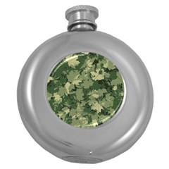 Green Leaves Camouflage Round Hip Flask (5 Oz) by Ravend