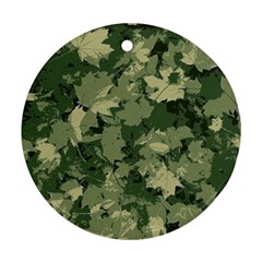 Green Leaves Camouflage Round Ornament (two Sides)