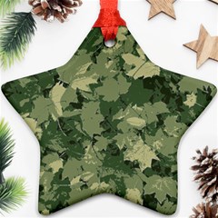 Green Leaves Camouflage Star Ornament (two Sides)