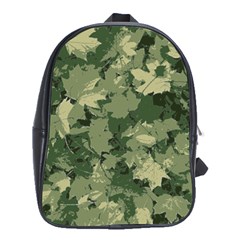 Green Leaves Camouflage School Bag (xl) by Ravend