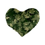 Green Leaves Camouflage Standard 16  Premium Heart Shape Cushions Back