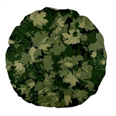 Green Leaves Camouflage Large 18  Premium Flano Round Cushions by Ravend