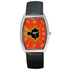 Fractal Mandelbrot Set Pattern Art Barrel Style Metal Watch by Ravend