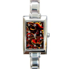 Modern Art Design Fantasy Surreal Orange Rectangle Italian Charm Watch by Ravend