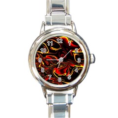 Modern Art Design Fantasy Surreal Orange Round Italian Charm Watch by Ravend