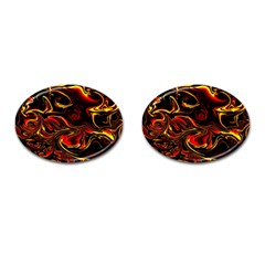 Modern Art Design Fantasy Surreal Orange Cufflinks (oval) by Ravend