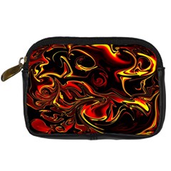 Modern Art Design Fantasy Surreal Orange Digital Camera Leather Case by Ravend