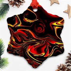 Modern Art Design Fantasy Surreal Orange Snowflake Ornament (two Sides) by Ravend