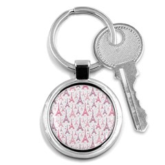 Eiffel Tower Pattern Wallpaper Key Chain (round) by Ravend