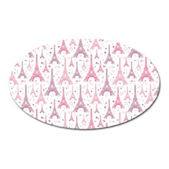 Eiffel Tower Pattern Wallpaper Oval Magnet by Ravend