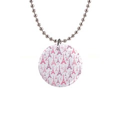 Eiffel Tower Pattern Wallpaper 1  Button Necklace by Ravend