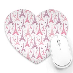 Eiffel Tower Pattern Wallpaper Heart Mousepad by Ravend