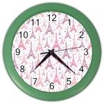 Eiffel Tower Pattern Wallpaper Color Wall Clock Front