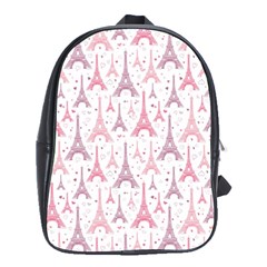 Eiffel Tower Pattern Wallpaper School Bag (large) by Ravend