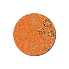 Background Backdrop Art Flowers Rubber Round Coaster (4 Pack)