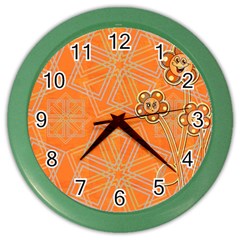 Background Backdrop Art Flowers Color Wall Clock by Ravend