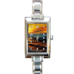 Ocean Sunset Sea Ocean Sunset Rectangle Italian Charm Watch by Ravend