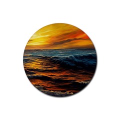 Ocean Sunset Sea Ocean Sunset Rubber Coaster (round) by Ravend