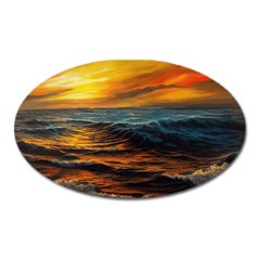 Ocean Sunset Sea Ocean Sunset Oval Magnet by Ravend