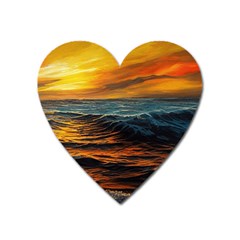 Ocean Sunset Sea Ocean Sunset Heart Magnet by Ravend