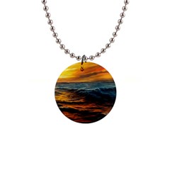 Ocean Sunset Sea Ocean Sunset 1  Button Necklace by Ravend