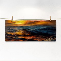 Ocean Sunset Sea Ocean Sunset Hand Towel by Ravend