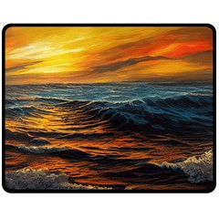 Ocean Sunset Sea Ocean Sunset One Side Fleece Blanket (medium) by Ravend