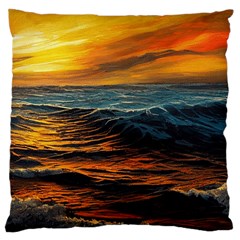 Ocean Sunset Sea Ocean Sunset Large Cushion Case (two Sides) by Ravend