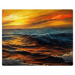 Ocean Sunset Sea Ocean Sunset Premium Plush Fleece Blanket (medium) by Ravend