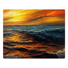 Ocean Sunset Sea Ocean Sunset Premium Plush Fleece Blanket (large) by Ravend