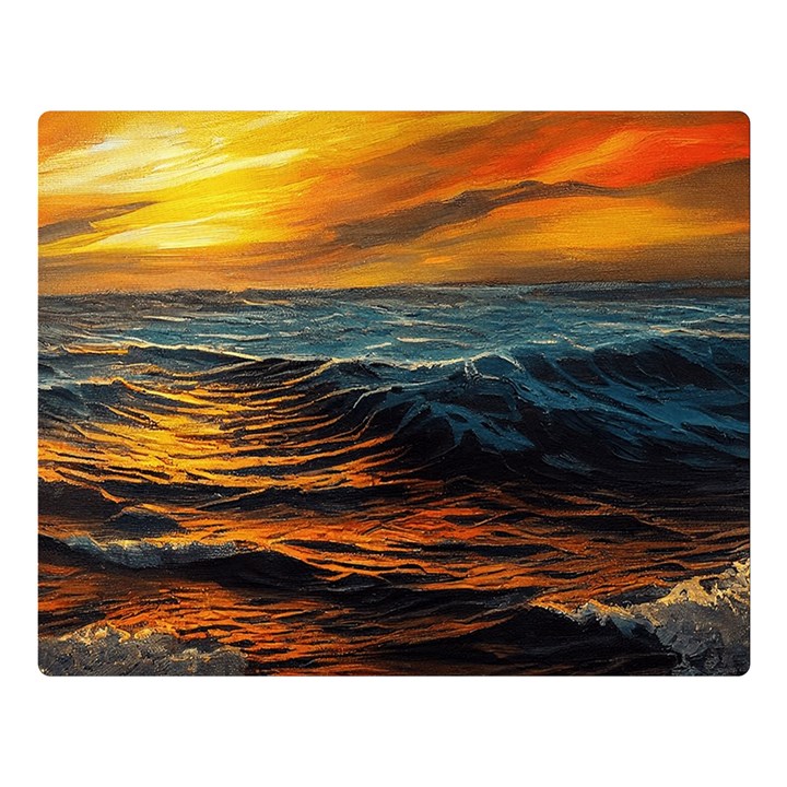 Ocean Sunset Sea Ocean Sunset Premium Plush Fleece Blanket (Large)