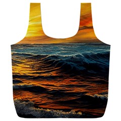 Ocean Sunset Sea Ocean Sunset Full Print Recycle Bag (xxxl) by Ravend