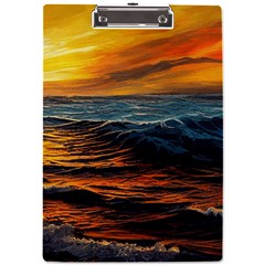 Ocean Sunset Sea Ocean Sunset A4 Acrylic Clipboard by Ravend