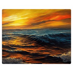 Ocean Sunset Sea Ocean Sunset One Side Premium Plush Fleece Blanket (medium)