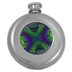 Abstract Art Fractal Round Hip Flask (5 Oz) by Ravend