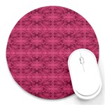 Elegant pink floral geometric pattern Round Mousepad Front