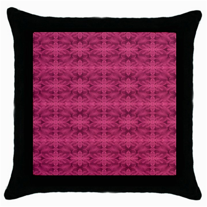 Elegant pink floral geometric pattern Throw Pillow Case (Black)