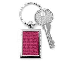 Elegant Pink Floral Geometric Pattern Key Chain (rectangle) by dflcprintsclothing