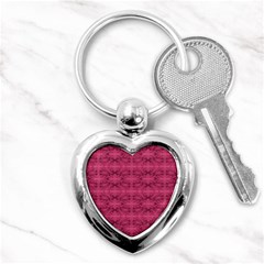 Elegant Pink Floral Geometric Pattern Key Chain (heart) by dflcprintsclothing